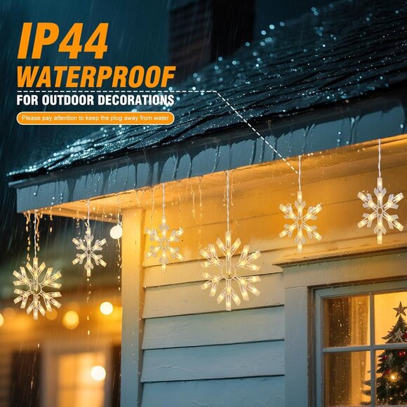 Luminous 13ft Snowflake String Lights with Dynamic Modes - Perfect Holiday Decor - Picture 3 of 9